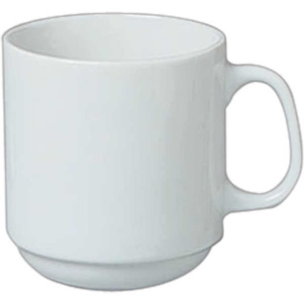 White vitrified porcelain plain stacking mug, 12 oz.... from ASI 68878 Mar's Line / Mar's Promotions / MAR's Line Mars China Collection