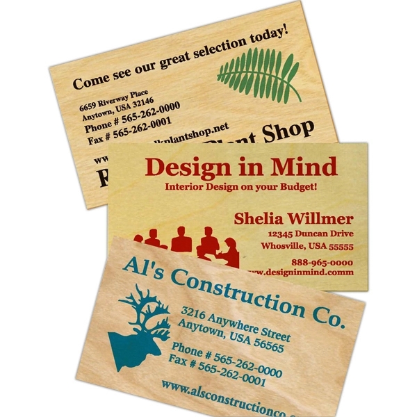 Wooden business card size is 3 1/2" x 2".... from ASI 34326 Allen Adv Products Inc / Fingertip Line