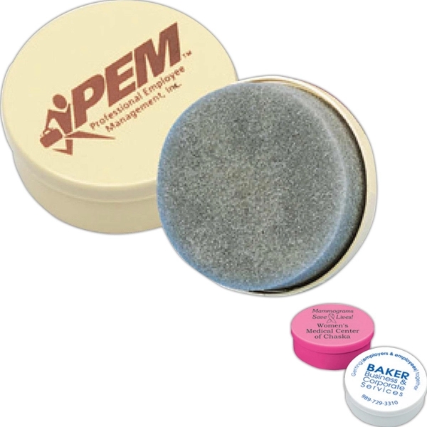 No-Buff Shoe Shine Case size is 2 5/8" diameter.... from ASI 34326 Allen Adv Products Inc / Fingertip Line