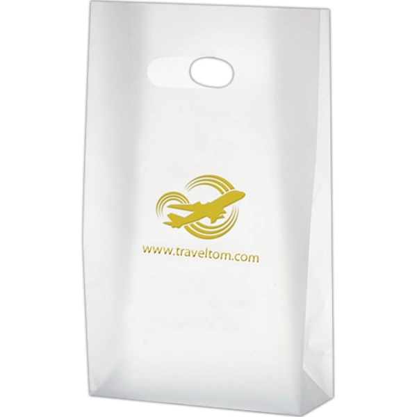 8" x 4" x 15" clear frosted HDPE plastic bag with... from ASI 35290 American Ad Bag Co