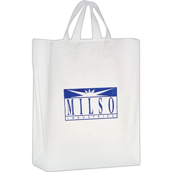 13" x 5" x 16" clear frosted HDPE shopping bag with... from ASI 35290 American Ad Bag Co