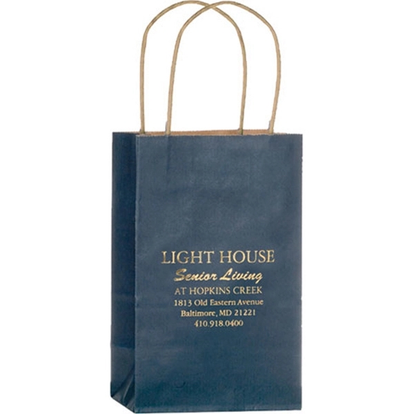 5" x 3 1/2" x 8" matte Kraft paper shopping bag... from ASI 35290 American Ad Bag Co