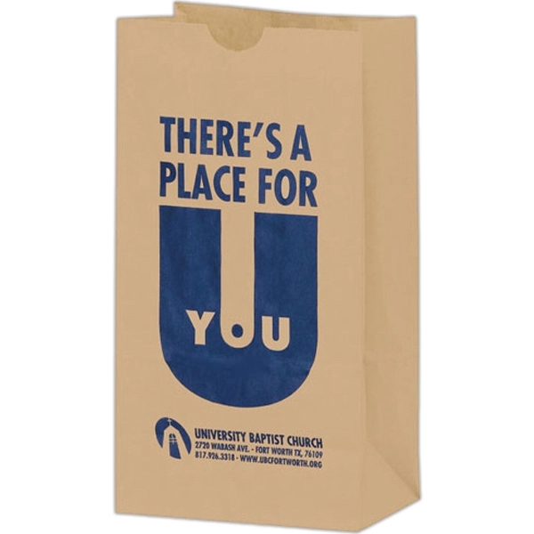 7 1/8" x 4 3/8" x 13 15/16" Kraft paper grocery... from ASI 35290 American Ad Bag Co