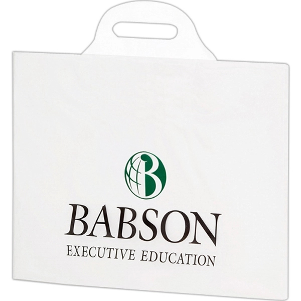 14" x 10" x 4" HDPE/LDPE plastic clear frosted bridge handle... from ASI 35290 American Ad Bag Co