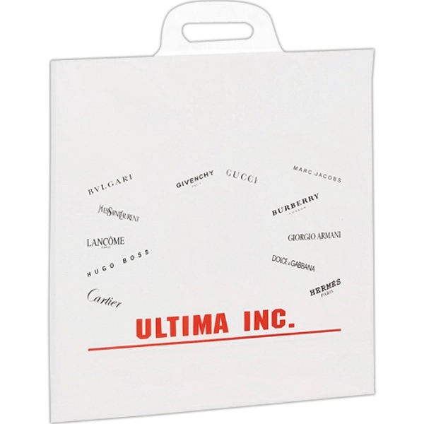 16" x 12" x 6" HDPE/LDPE plastic clear frosted bridge handle... from ASI 35290 American Ad Bag Co