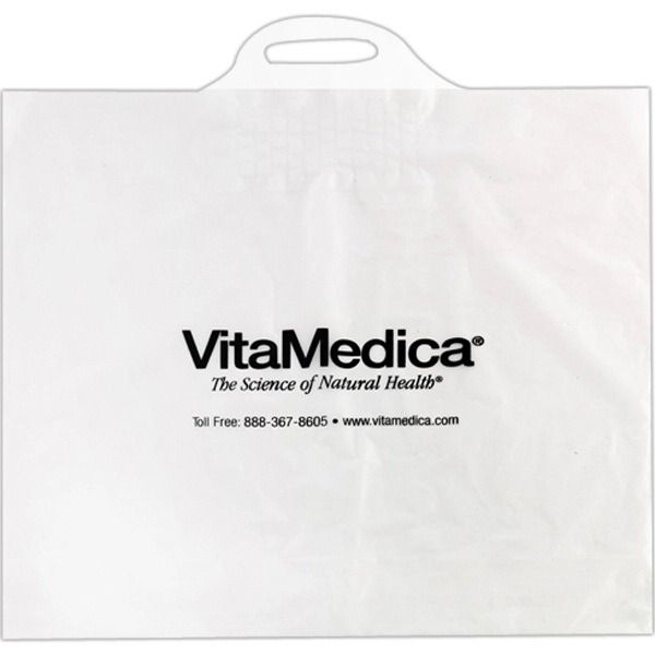 18" x 18" x 6" HDPE/LDPE plastic clear frosted bridge handle... from ASI 35290 American Ad Bag Co