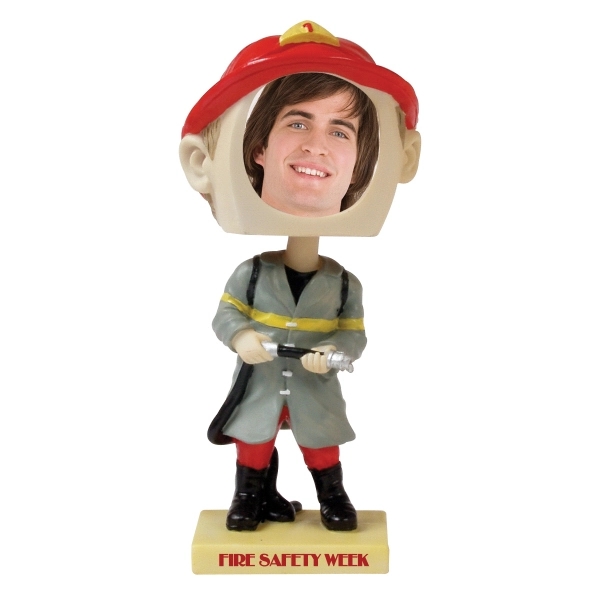 6 1/2" x 2 1/2" firefighter bobblehead with slip-in insert section... from ASI 62190 Illini / Illini