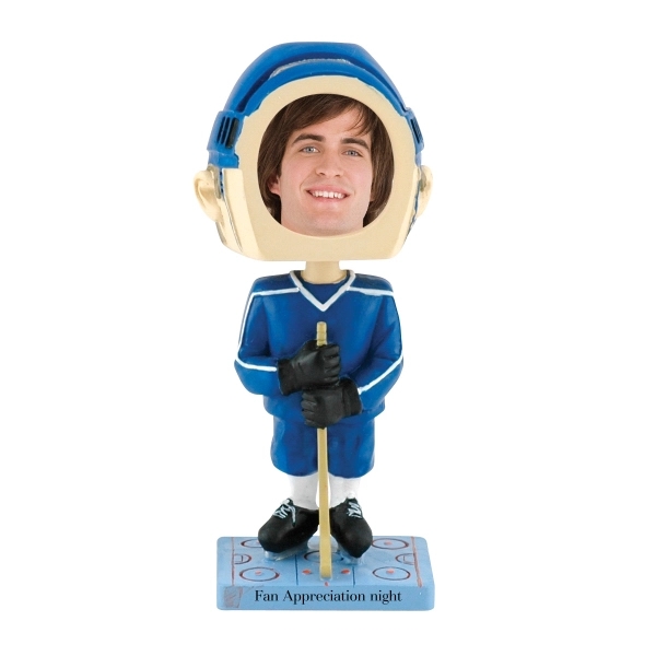 6 1/2" x 2 1/2" hockey bobblehead with slip-in insert section... from ASI 62190 Illini / Illini