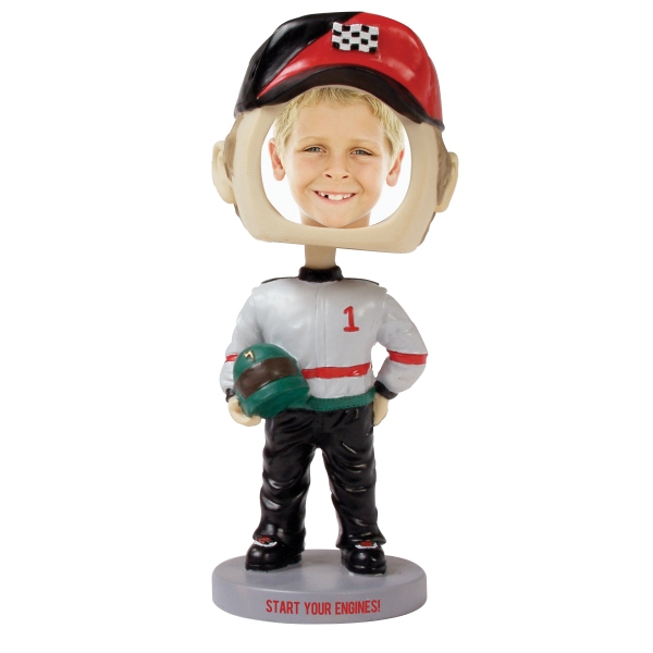 6 1/2" x 2 1/2" race car driver bobblehead with slip-in... from ASI 62190 Illini / Illini