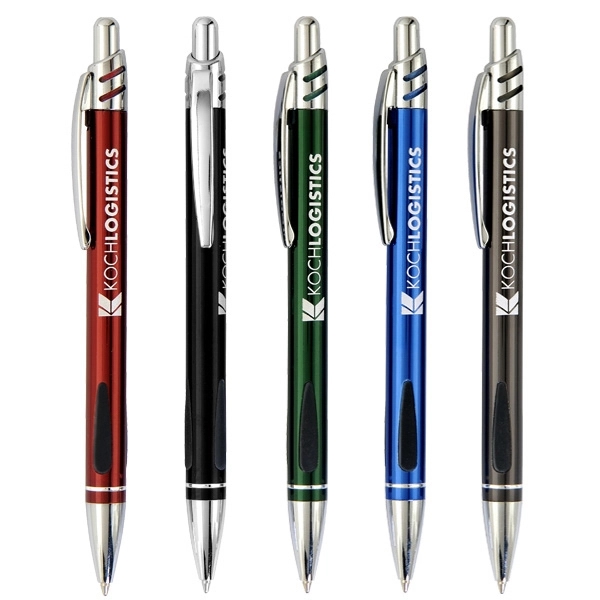 Click-action ballpoint pen with chrome tip, decorative clip and crown and... from ASI 90859 Tempo Industries Inc / Tempoline