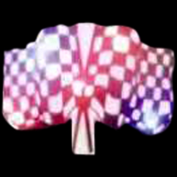 Custom racing flags shape flash lapel pin and attractive flashing light.... from ASI 36988 Artek USA Inc / Artek™
