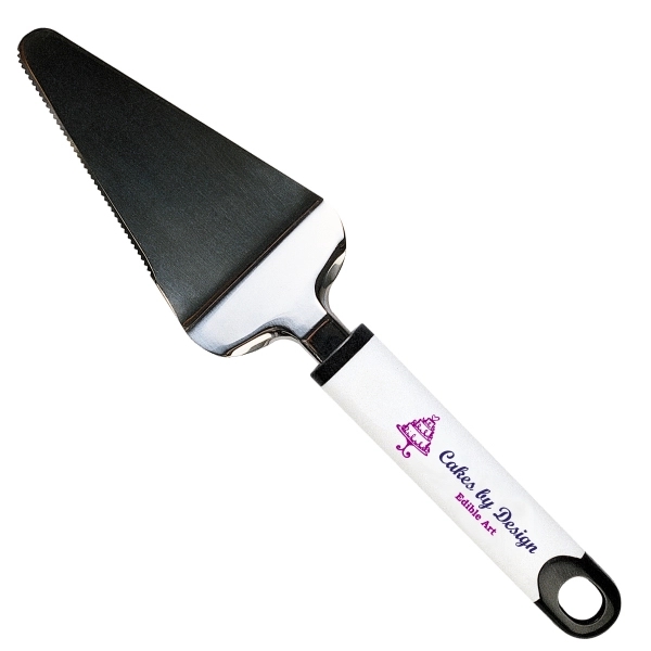 Metal cake-pie server with serrated edge and black trim.... from ASI 62190 Illini