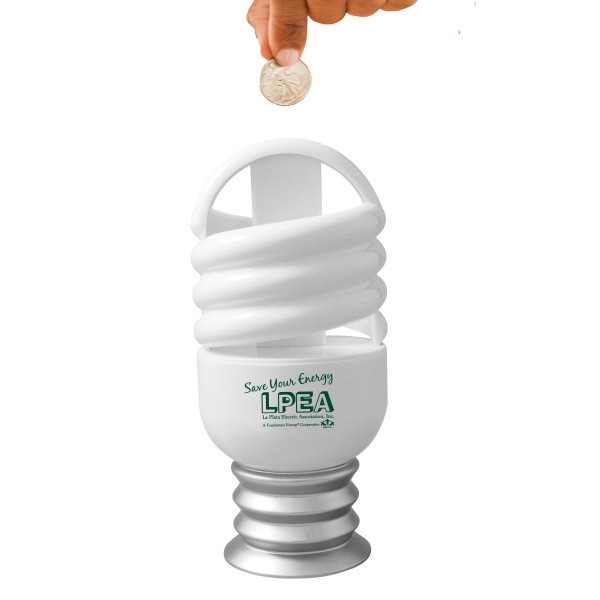CFL light bulb shaped bank with twist off-plug on bottom.... from ASI 62190 Illini / Illini