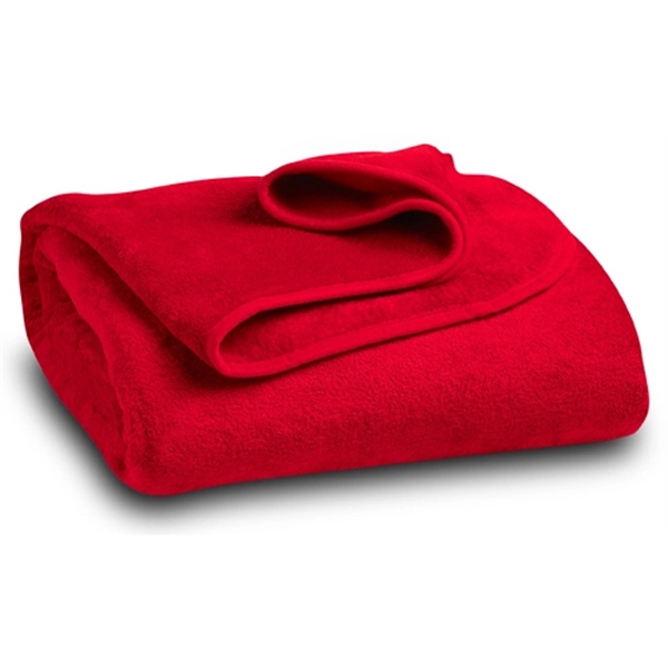 Red coral fleece throw blanket finished with matching binding.... from ASI 98085 Wolfmark