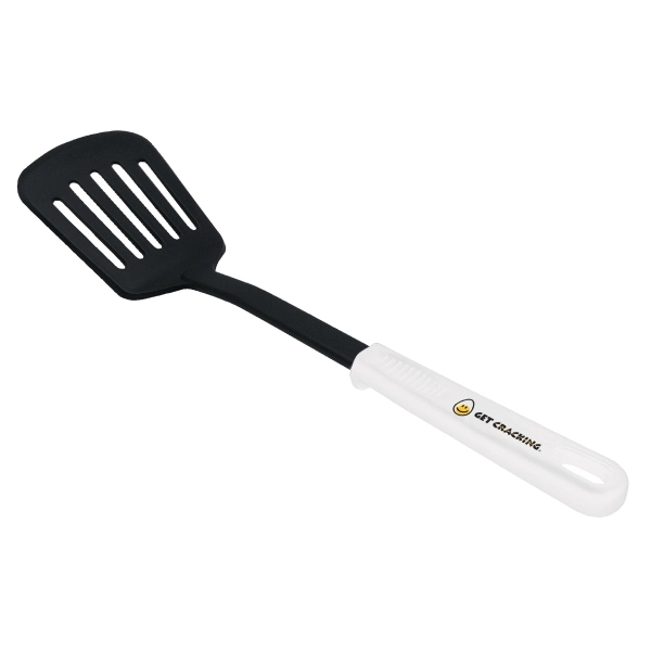 13" x 3" black slotted spatula with white handle.... from ASI 62190 Illini