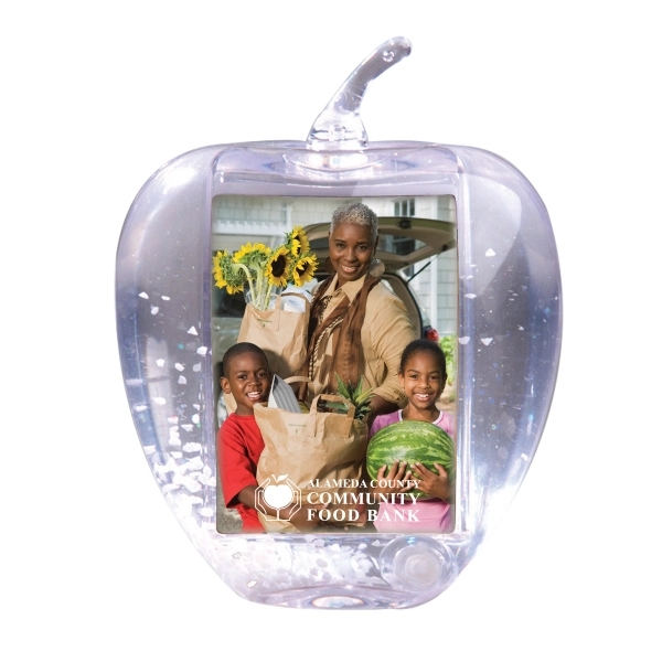 Apple shaped snow globe made of clear plastic featuring two insert... from ASI 62190 Illini