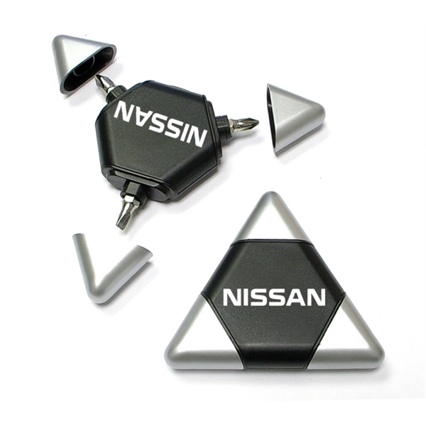 Triangle shaped tool kit with 3 two-sided steel bits... from ASI 74585 Nu Promo International / Nu Promo Line