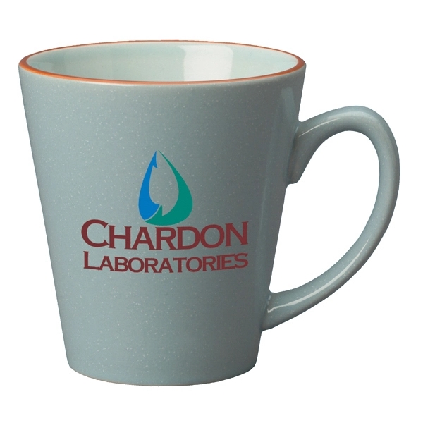 Ceramic 12 oz. latte mug with ear shape handle and tapered... from ASI 46573 Cooper & Clement Inc / Inspiration by C&C Line