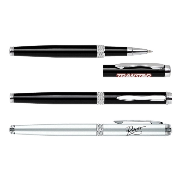 Rollerball Pen with diamond cut ring and chrome accents... from ASI 34800 Alstar Creations / Alstar Line