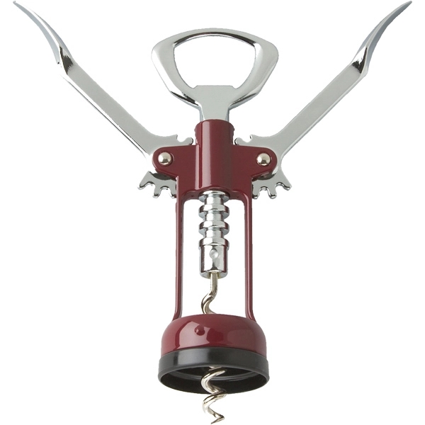 Customizable chrome plated wing corkscrew with spiral worm and colored, enameled... from ASI 55450 Franmara Inc