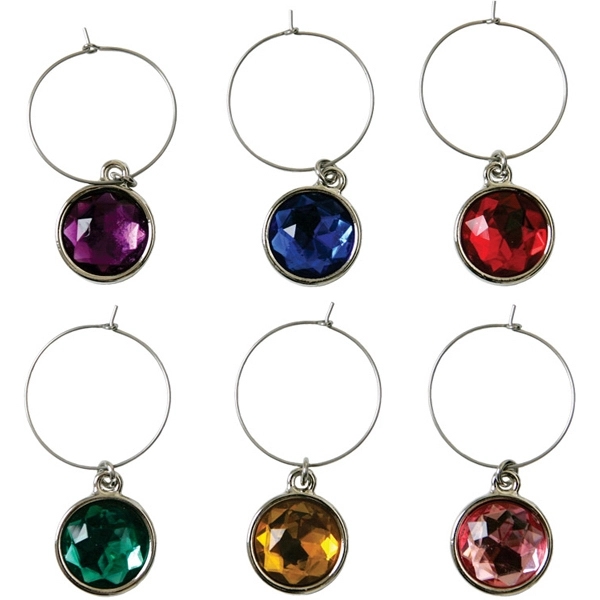 Wine glass gem charms. 6 piece set. Blank.... from ASI 55450 Franmara Inc