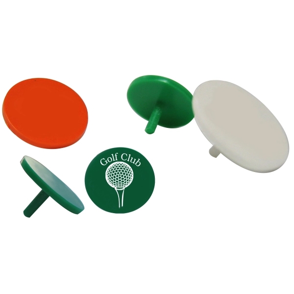 Custom created plastic golf ball markers with stem.... from ASI 59683 Harco Enterprises LTD / Harco Enterprises