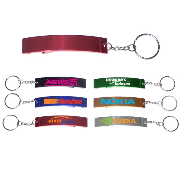 Jumbo size plain bottle opener with key chain, red.... from ASI 74585 Nu Promo International / Nu Promo Line