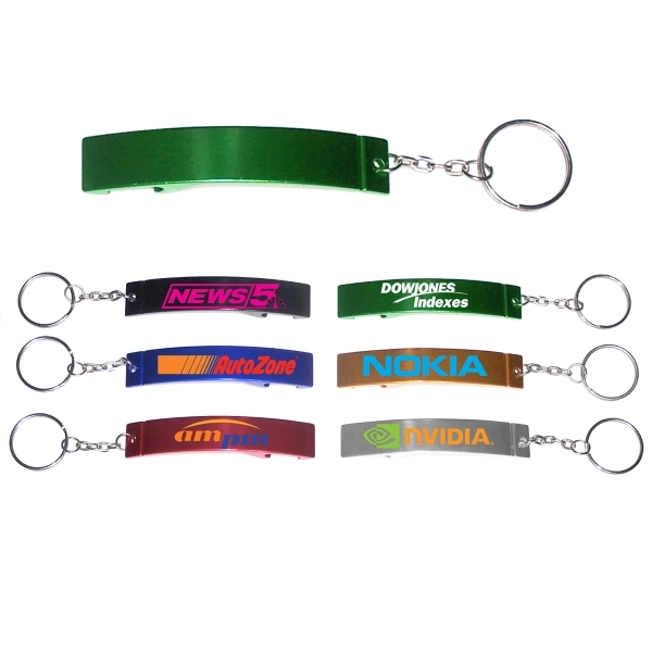 Jumbo size plain bottle opener with key chain, green.... from ASI 74585 Nu Promo International / Nu Promo Line