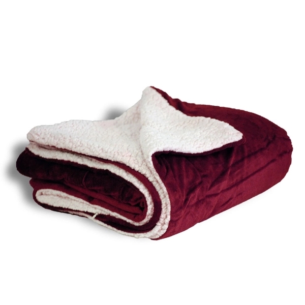 50" x 60" maroon faux micro mink and lambswool sherpa throw... from ASI 98085 Wolfmark
