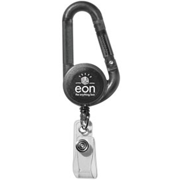 Solid Black - Plastic carabiner retractable badge holder, while quantities last.... from ASI 77350 ZZ OLD - Perfect Promotional Products / Perfect Line