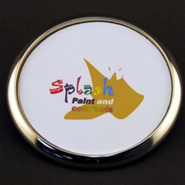 Metal and leather coaster with genuine leather insert.... from ASI 88156 Solid Dimensions Inc / Solid Dimensions Line