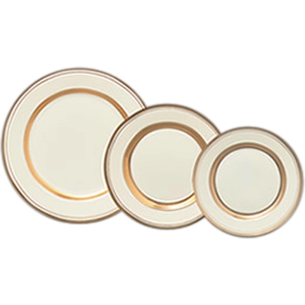 Ivory porcelain plate with Chokin style triple gold bands.... from ASI 68878 Mar's Line / Mar's Promotions / MAR's Line Mars China Collection