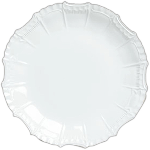 White antique reproduction porcelain plate with fancy scrolled detailing.... from ASI 68878 Mar's Line / Mar's Promotions / MAR's Line Mars China Collection