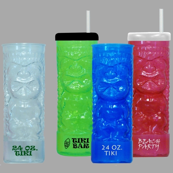 Tiki shaped 24 oz  plastic drinkware. BPA Free. 100% Recyclable.... from ASI 93135 US Bev Plastics