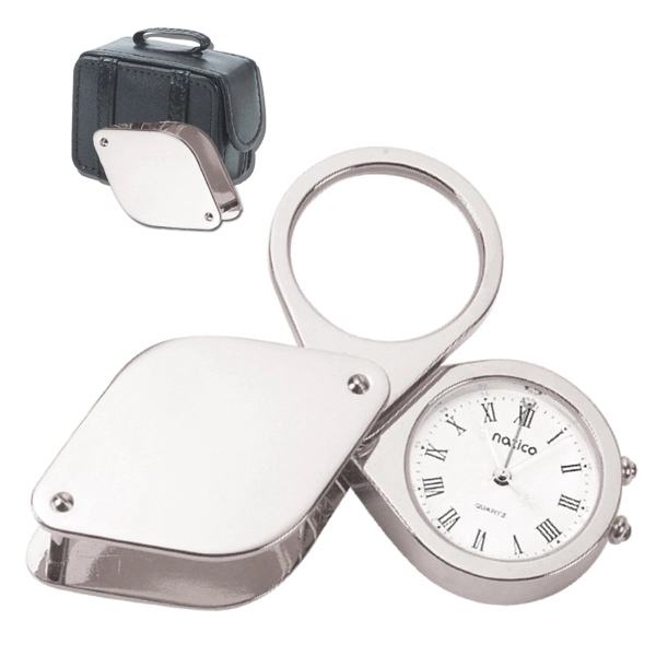 Silver travel alarm clock with ring that pulls out & retracts... from ASI 73010 Natico Originals Inc / Natico Originals