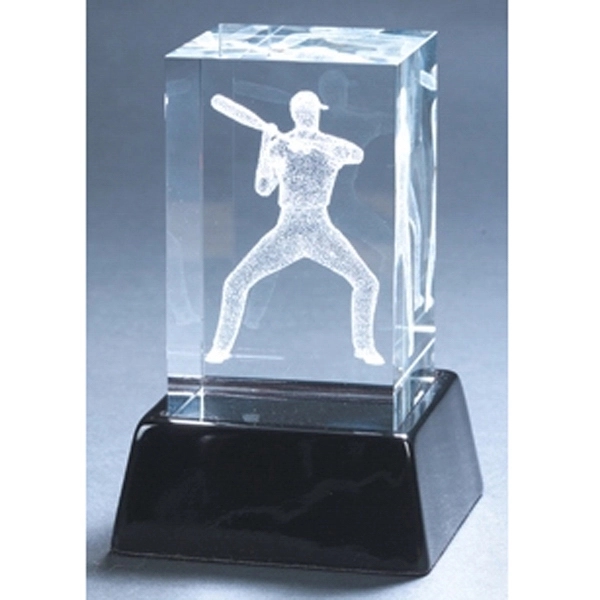 Crystal baseball sculpture with a 3-D image of a baseball player;... from ASI 73010 Natico Originals Inc / Natico Originals