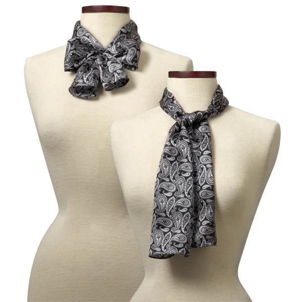 Black Paisley Ladies Silk 8" x 45" silk ladies scarf.... from ASI 98085 Wolfmark