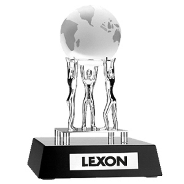 Award. Chrome figures holding a frosted globe on top of a... from ASI 40544 Binaco / Binaline