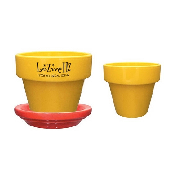 Flower pot with 5-1/2in saucer. Available in white, tomato, yellow, bright... from ASI 80093 Pyrographics / Pyrographics Line