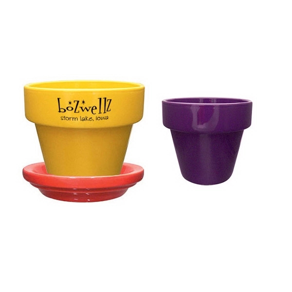 Flower pot with 5-1/2in saucer. Available in white, tomato, yellow, bright... from ASI 80093 Pyrographics / Pyrographics Line