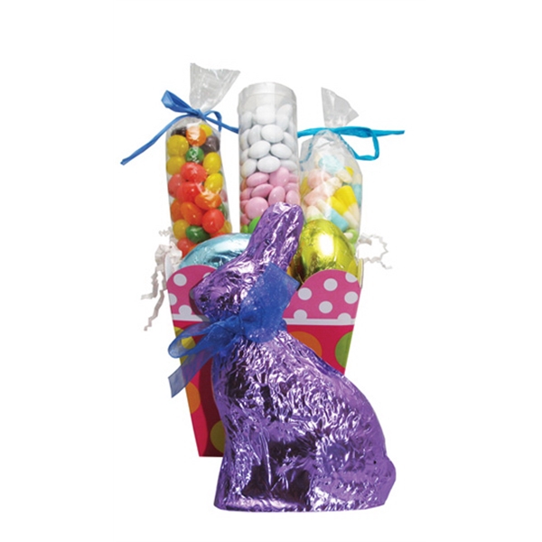 Spring Easter basket with jelly beans, candy corn, chocolate bunny and... from ASI 47934 ZZ OLD/Drop - Custom HBC Corp / Custom Chocolate