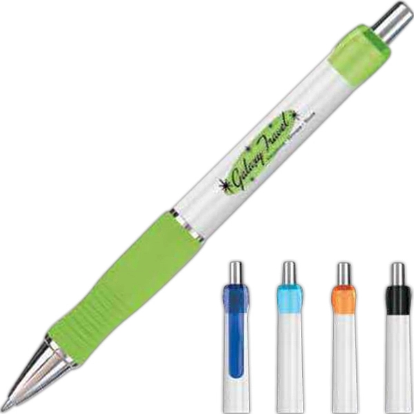 Medium point ballpoint pen with white barrel and grip section.... from ASI 84833 Newell Custom Writing Instruments / Newell Brands