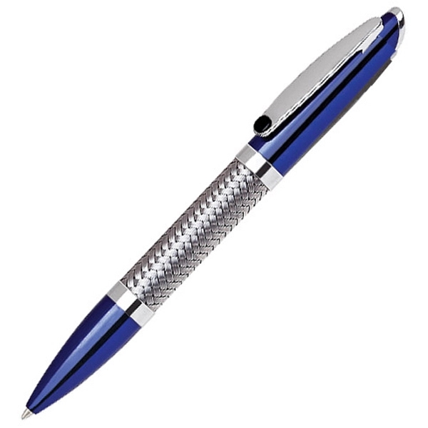 Heavy brass twist action ballpoint pen with wire woven design.... from ASI 40544 Binaco / Binaline