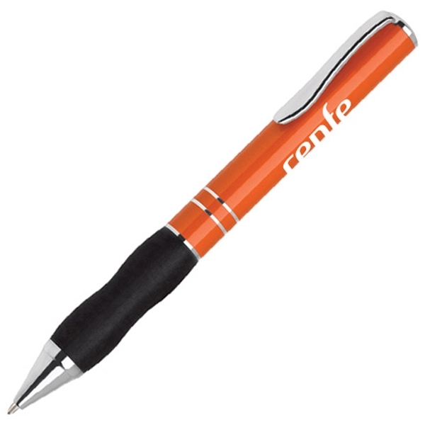 Twist action ballpoint pen with colorful barrel, black rubber grip and... from ASI 40544 Binaco / Binaline
