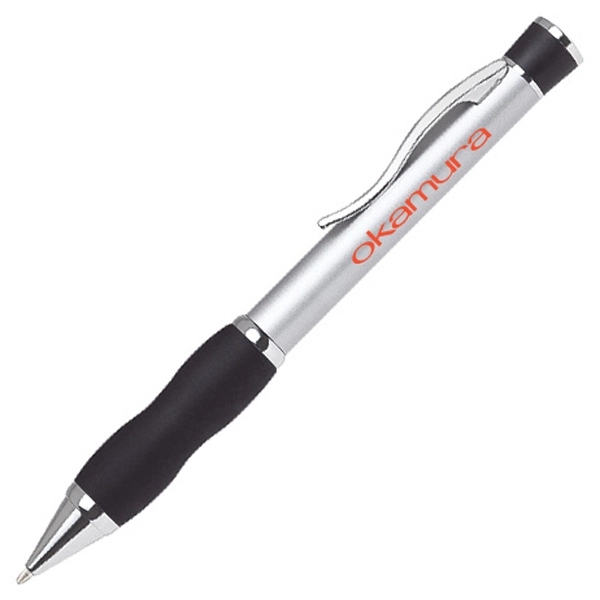 Twist action aluminum ballpoint pen with silver colored barrel and colored... from ASI 40544 Binaco / Binaline