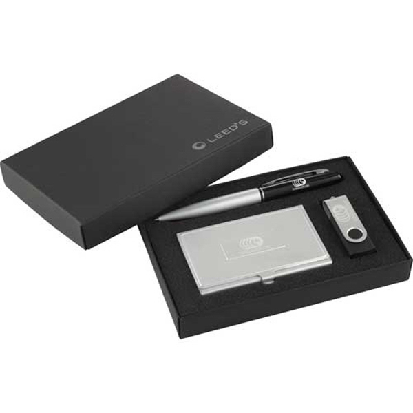 Rotate - Three-piece memory gift set with twist pen, business card... from ASI 66887 PCNA / Leed's
