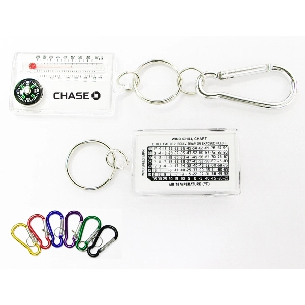 Compass thermometer with keychain and carabiner... from ASI 74585 Nu Promo International / Nu Promo Line