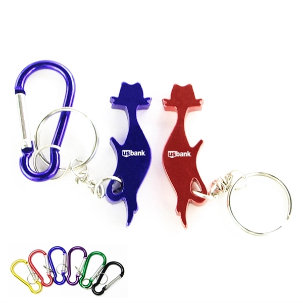 Cat shape bottle opener with key chain and carabiner... from ASI 74585 Nu Promo International / Nu Promo Line