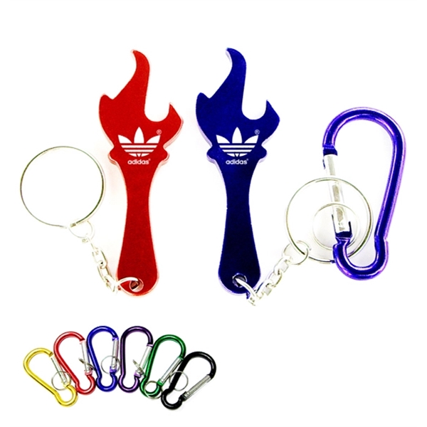 Torch shape bottle opener with key chain and carabiner... from ASI 74585 Nu Promo International / Nu Promo Line