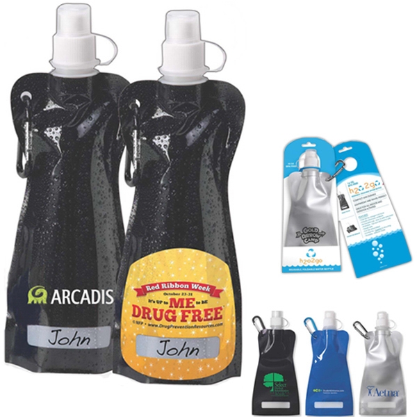 H2O 2 Go - Black reusable collapsible water bottle with carabiner,... from ASI 78825 ZZ OLD/Drop - Points Of Light Inc / Points of Light